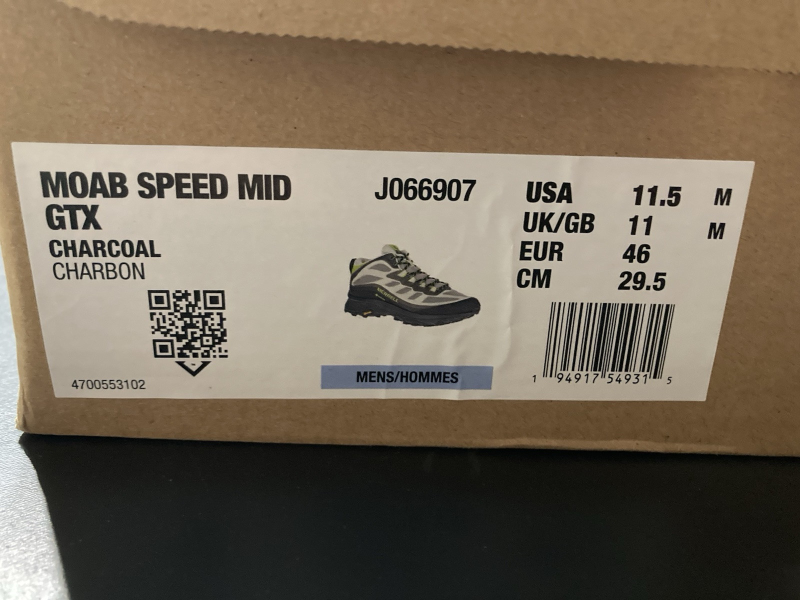 Nuove scarpe da trekking Merrell MOAB Speed Mid GTX Gore Tex da uomo prezzo al dettaglio consigliato $ 160 taglia 11 5