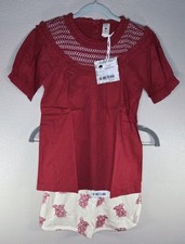 Kate Quinn Winnie Top Red Violet  Radishes Retro Track Shorts Set 8Y Bamboo NWT