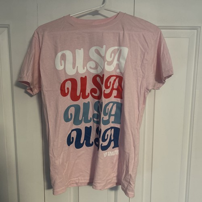 #ad Patriotic USA Tractor Supply Pink Short Sleeve T Shirt Women’s Size XL $8.00