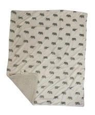 Lila and Jack White Gray Elephant Sherpa Baby Blanket Lovey Security Soft Kids