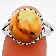 Natural Honey Dendritic Opal 925 Sterling Silver Ring s.9 Jewelry R-1074