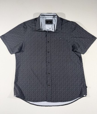7 Diamonds 4 Way Stretch Men s Electric Feel Geo Pattern S/S Button Up Shirt, XL