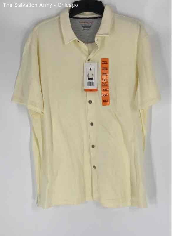 Weatherproof Mens Yellow Short Sleeve Collared Button-Up Shirt Size 2XL