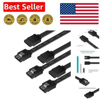 3 Pack SATA III Cable 6Gbps with Locking Latch - 18 Inch Black Data Cables