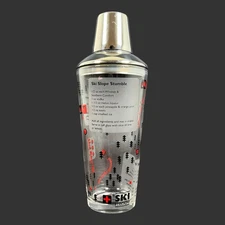 Mid-Century Modern Ski Presidio Glass Cocktail Shaker with Recipes