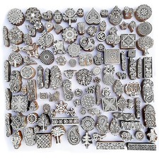 Assorted Wooden Block Printing Stamps Set of 50 Bulk01 50