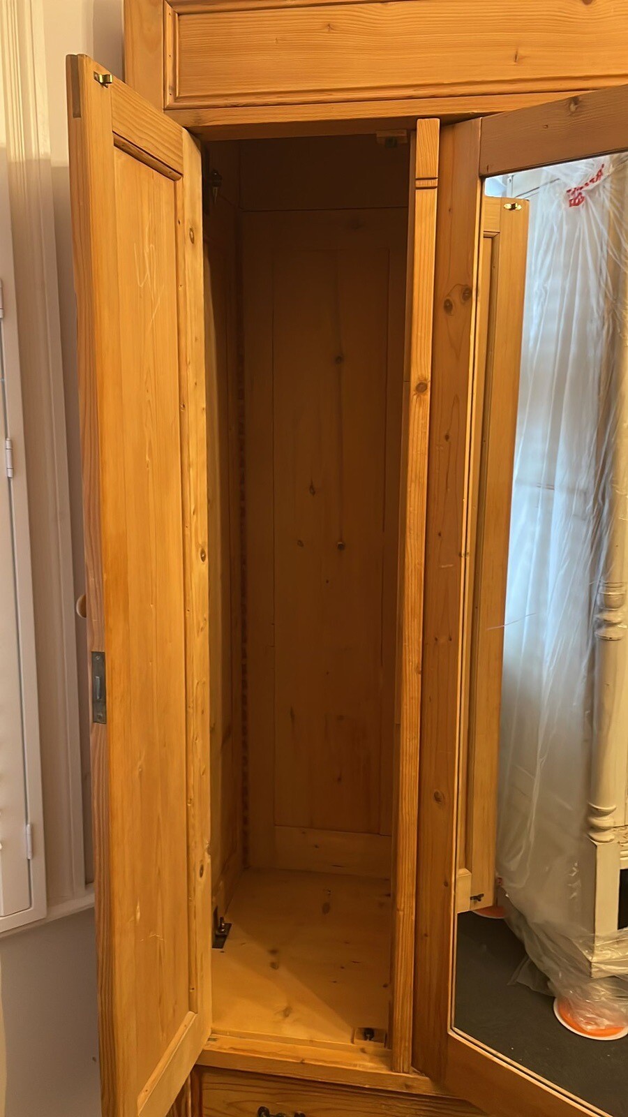 Large Triple Victorian Antique Pine Wardrobe With Mirror eBay