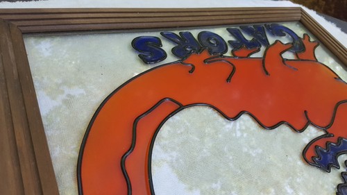 Florida Fighting Gators Framed Stained Glass Picture Window Man Cave 22.5" Long - Picture 3 of 11