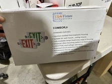 Exit Emergency Light Combo, White Sign with Red Letters