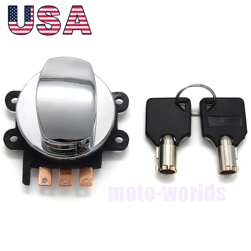 For Harley-Davidson Chrome Side Hinge Ignition Key Switch FLHP ROAD KING POLICE Foto 4 de 4