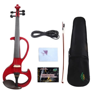 Yinfente Red Advanced Electric Silent Violin 4/4  Nice Tone Ebony Parts #EV6