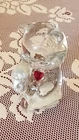 Clear Crystal Fenton July Birthday Teddy Bear Ruby Red Heart Figurine