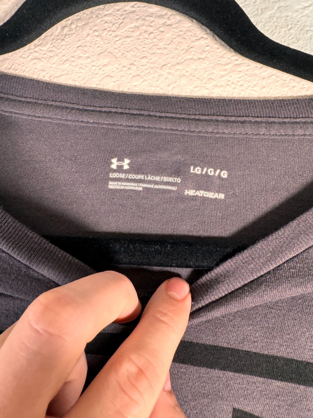 Under Armour Mens Loose Fit Heatgear Shirt Gray Long Sleeve Graphic Logo | L thumbnail 2