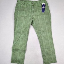 NWT - DG2 Diane Gilman Womens Stretch Green Snake Skin Print Pants Size 24WT