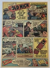 1950 OLD NICK cartoon ad page ~ IN THE NICK OF TIME, MIDGET AUTO RACES