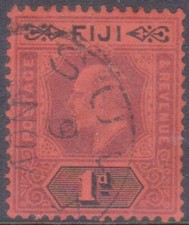 (F263-28) 1903 Fiji 1d black & red Edward VII stamp (AC)