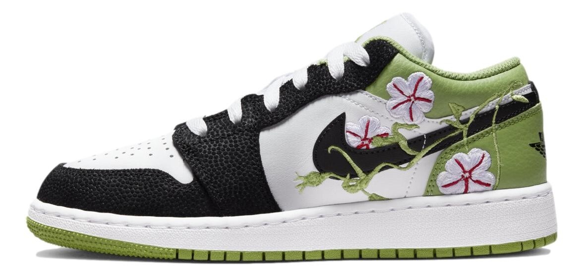Size 4Y - Nike Air Jordan 1 Low SE (GS) 'Floral Vines' Shoes