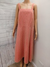 Y2K Dressbarn Womens Maxi Dress Sz 18W Spaghetti Straps Lace Coral Glitter