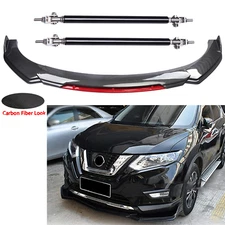 For Nissan Front Bumper Lips Spoiler Splitter Carbon Fiber Black+Red  Body Kit