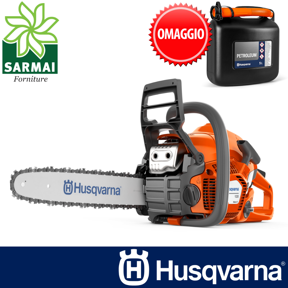 MOTOSEGA HUSQVARNA 135 MARK II 38 cc x-torq 1.6 Kw CON BARRA DA 35 CM