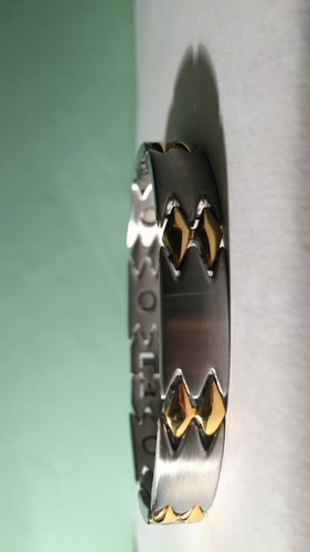 8.5" "SURGICAL STAINLESS STEEL MAGNETIC MAN BRACEELET SLIVER & GOLD (ADJUSTABLE - Picture 59 of 245