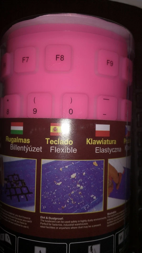 Portable USB 2.0 Flexible Silicone Foldable Keyboard - Pink - Image 3 of 3