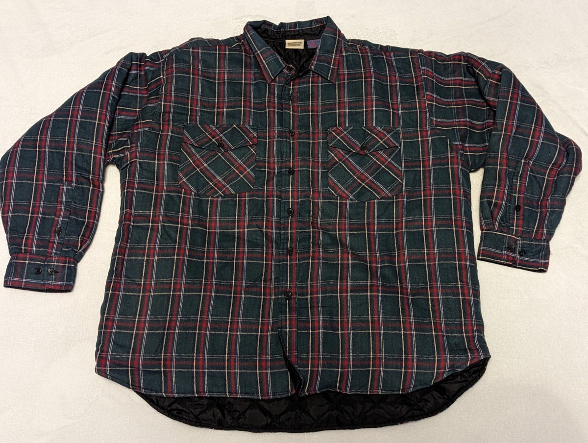 FIVE BROTHER Mens Blue Red 2XL Quilted Lined Flannel Shirt Jacket