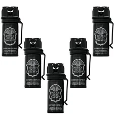 5 POLICE MAGNUM Pepper Spray 2oz Stream Flip Top Belt Clip Personal Self Defense