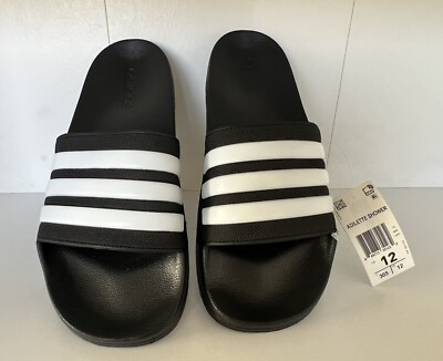 adidas Adilette Shower Slides for Men - Core Black/Cloud White, US