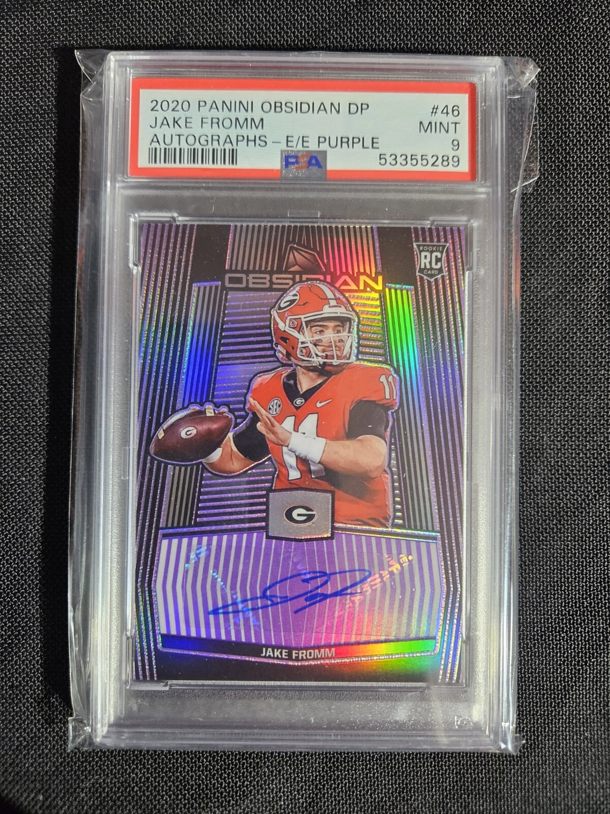 Jake Fromm Panini Obsidian Draft Picks Autographs #46 Autograph Purple Electric Etch