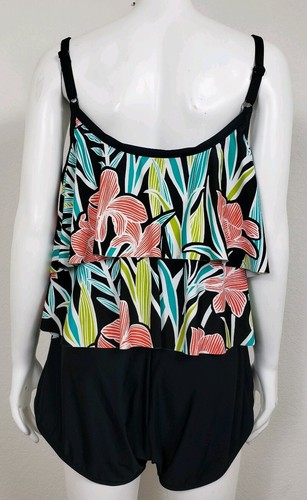 Maxine Of Hollywood Womens Swimwear Plus Size 20W Floral Stretch Hawaiian Black - Picture 4 of 11