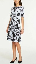 ANN TAYLOR FACTORY SHADOW FLORAL ELBOW SLEEVE FLARE DRESS SZ Large $99.99