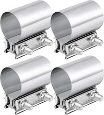 4 x 2.5 Inch Exhaust Clamp,2 1/2" Butt Joint Band Clamp Sleeve Coupler Stainless