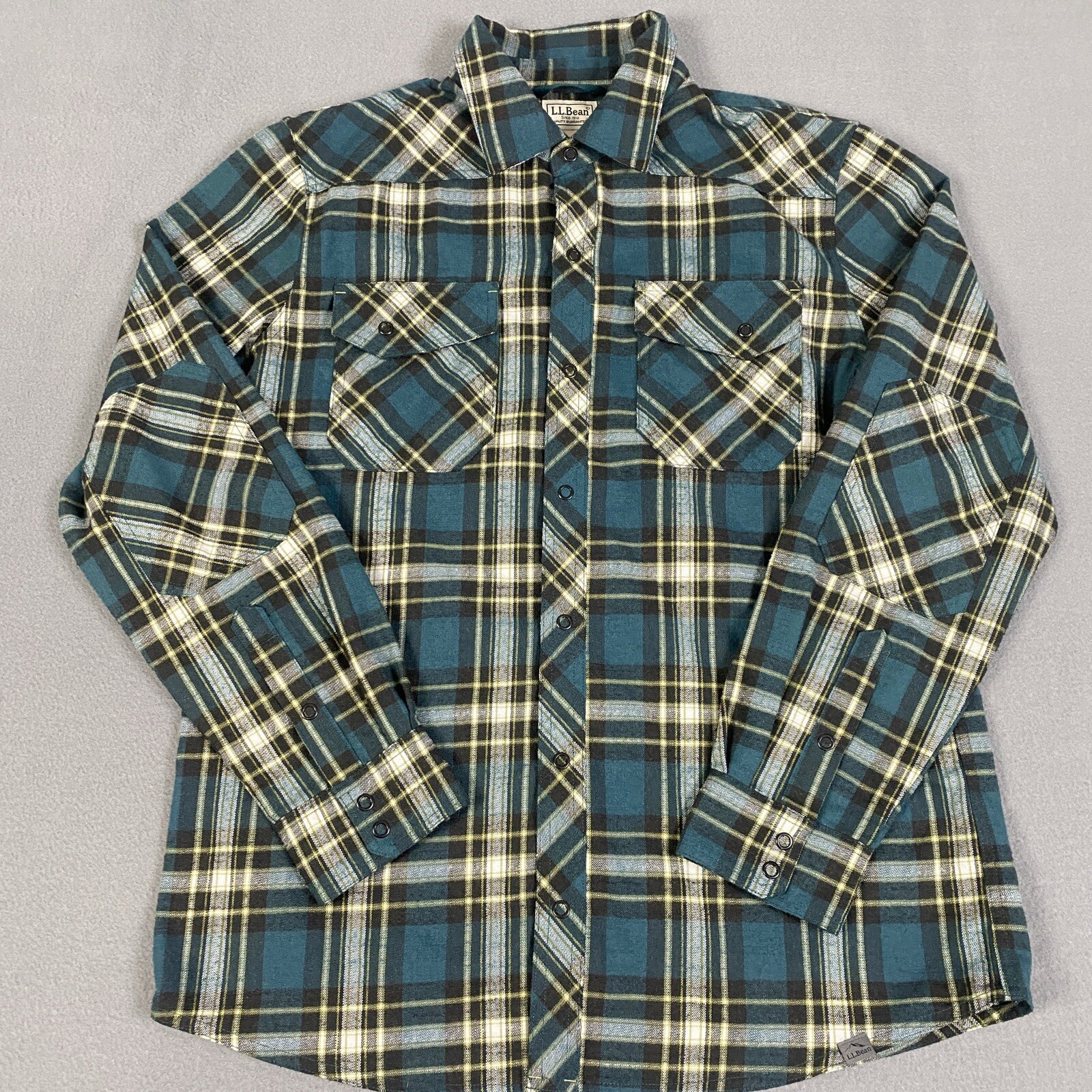 LL Bean Performance Flannel Snap Button Wool Poly… - image 1