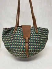 Handwoven Sisal Tote Bag With Leather Flap And  Straps From Kenya