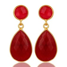 Red Aventurine 925 Sterling Silver Drop Dangle Earrings Marvelous Jewelry