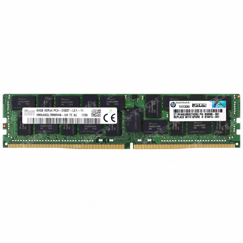 Memoria RAM de servidor HP 64 GB DDR4-2400 LRDIMM 805358-B21 819413-001 809085-091 HPE