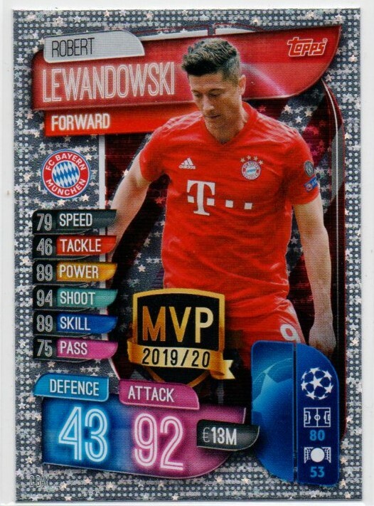 ROBERT LEWANDOWSKI MATCH ATTAX 2019/20 #CBAY MVP SILVER