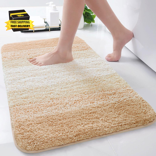Microfiber Bathroom Rugs, Shaggy Soft and Absorbent Bath Rug, Non-Slip, Thick Pl