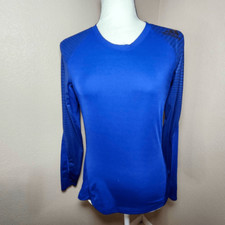 Adidas Techfit Compression Climalite Blue Long Sleeve Shirt Women's Size S