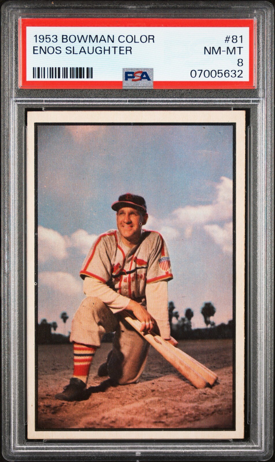 1953 BOWMAN COLOR 81 ENOS SLAUGHTER PSA 8 07005632
