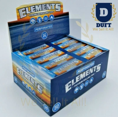 ELEMENTS Perforated Roach Premium Smoking Booklets Rolling Paper Filter Tips Box