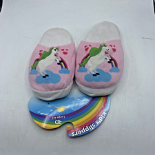 Unicorn Slippers Pink Size Large 4-5 Royal Deluxe 100 Polyester Kid's Rainbow