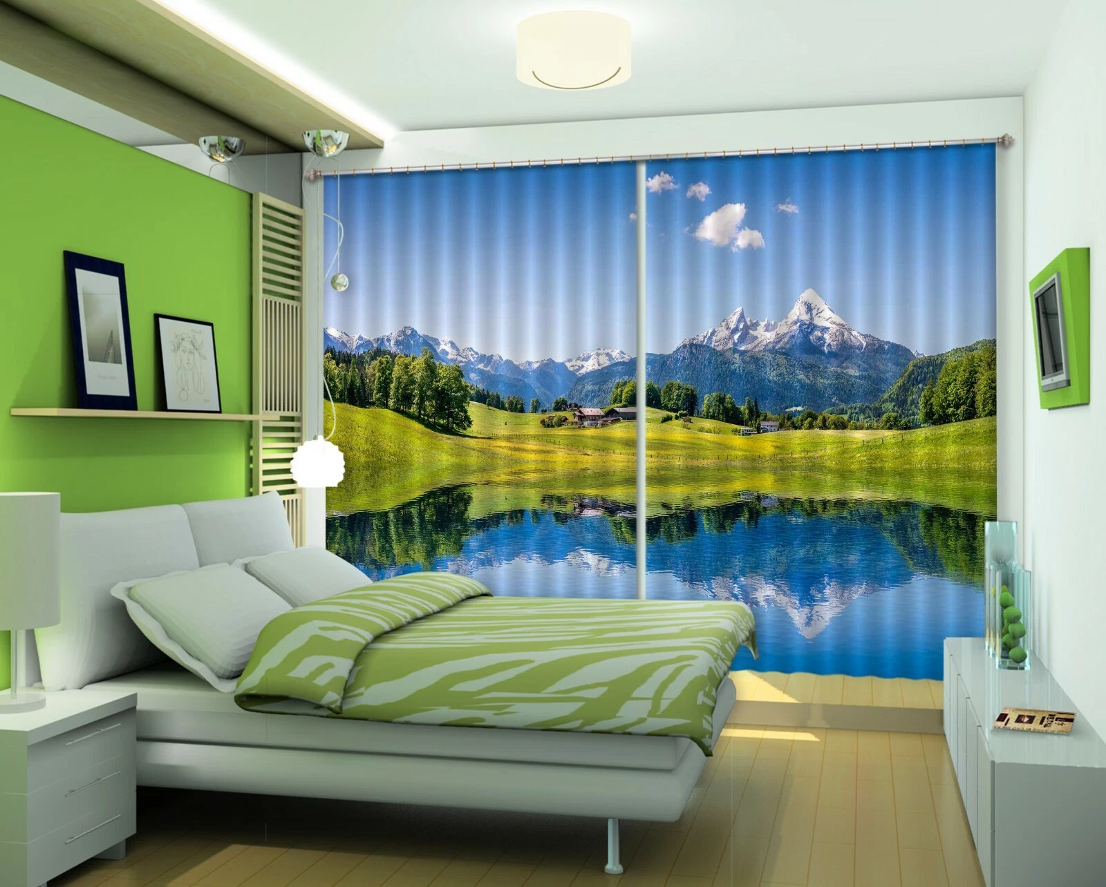 3D Prairie Lake ZHUA1548 Blockout Photo Curtain Fabric Window Zoe