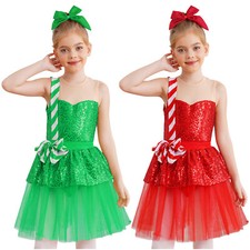 Girl Dancewear Ballet Dress Santa Claus Skirt Sleeveless Costume Cosplay Party