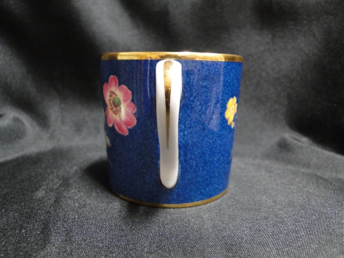 Spode Y3697, Blue, Flowers: Pink & Blue Demitasse Cup & Saucer Set