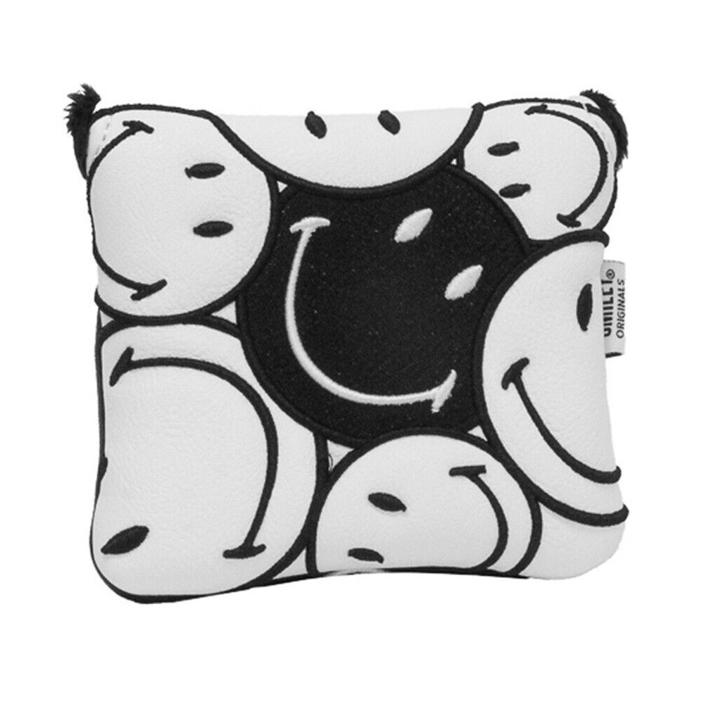 Smiley Originals Stacked Mallet Putter Headcover White Novelty Golf Plush Lined
