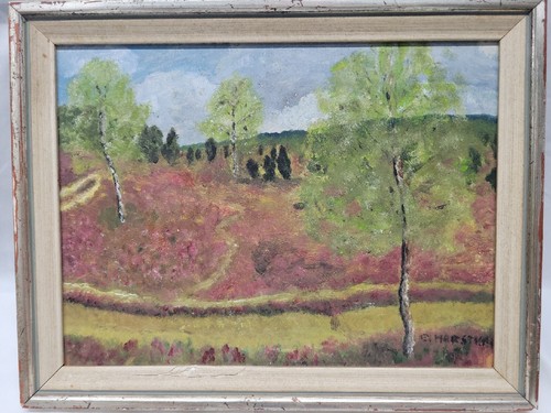 Vintage German 1960s Painting Landscape 11 ×8 Signed #4755 - Picture 23 of 24