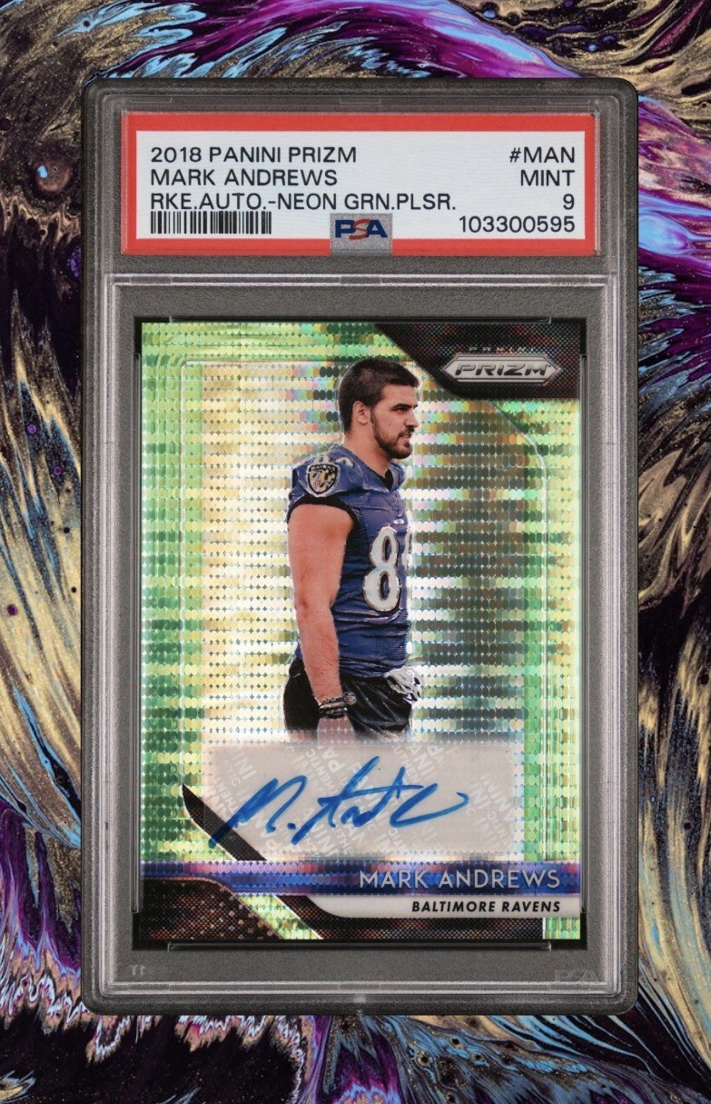 2018 Panini Prizm Neon Green Pulsar Rookie Auto Mark Andrews PSA 9 (RC, AU)