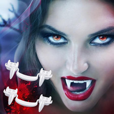 3 Pairs Retractable Vampire Zombie Fangs, Reusable Creepy Fake Teeth